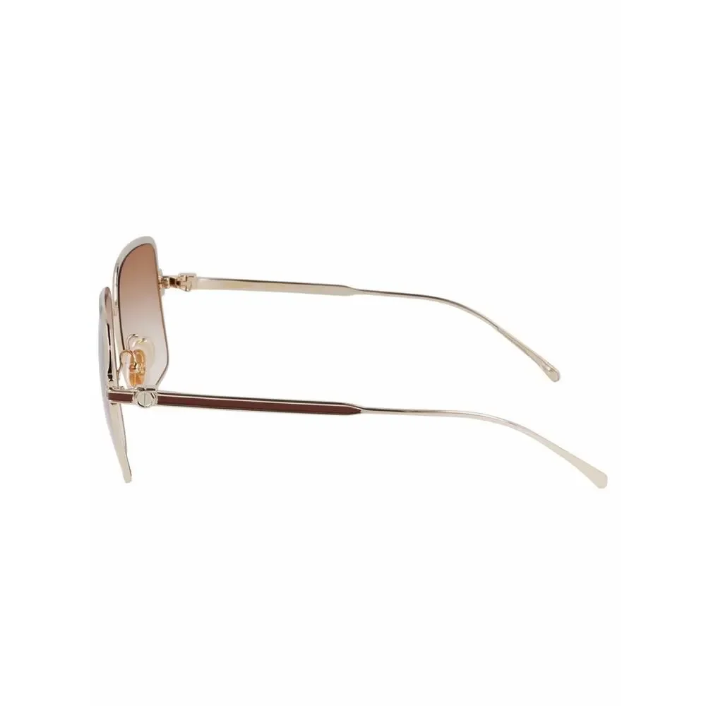 NEW!!! Salvatore Ferragamo SF317S 704 Brown Lens Square Metal Women Sunglasses